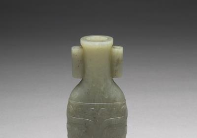 图片[2]-Jade vase with animal-mask pattern and tubular handles, Qing dynasty (1644-1911)-China Archive